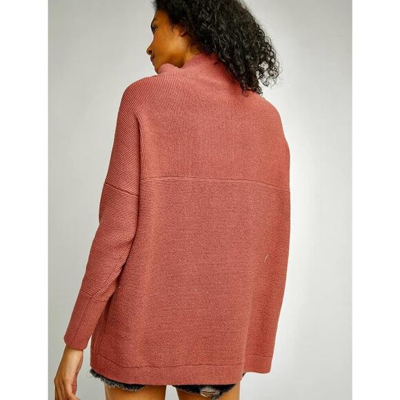 Free People Ottomon Slouchy Tunic Stretch Mock Neck Heavy Knit Mauve Size Xl - Picture 2 of 7